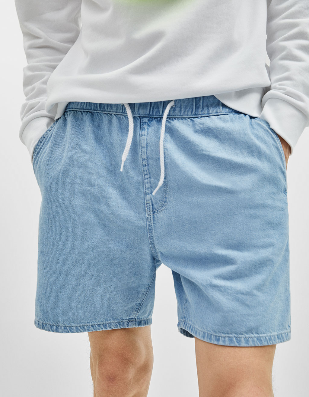 Blue Bleach Wash Denim Western Short 1 Blue Bleach Wash Denim Western Short