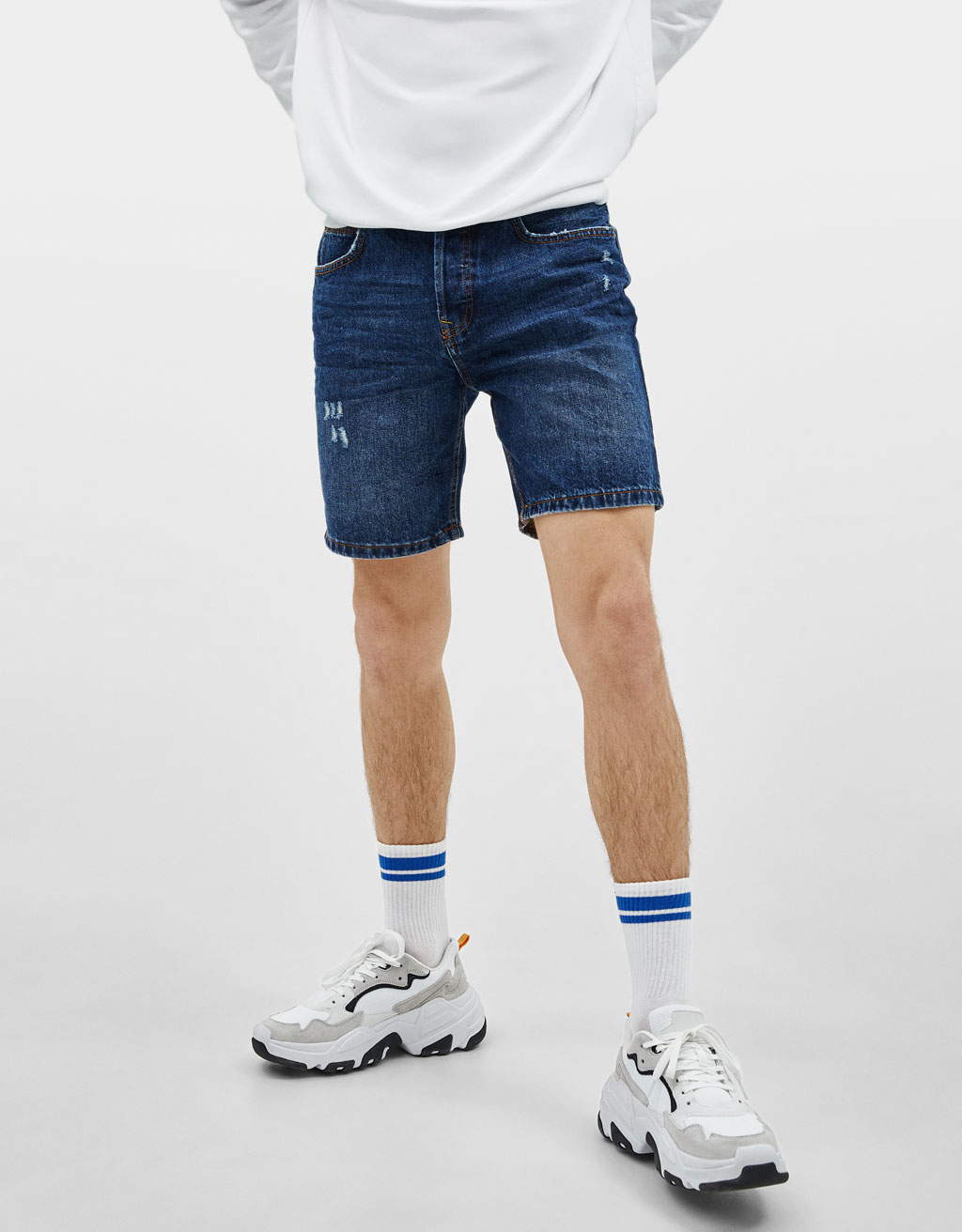 Pale Blue Washed Denim Shorts 1 Pale Blue Washed Denim Shorts